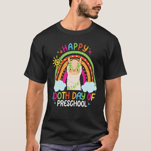 Happy 100th Day Of Preschool Llama Lover Rainbow 1 T-Shirt (Vorderseite)