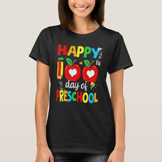 Happy 100th Day Of Preschool Teacher 100 Days Of S T-Shirt (Vorderseite)
