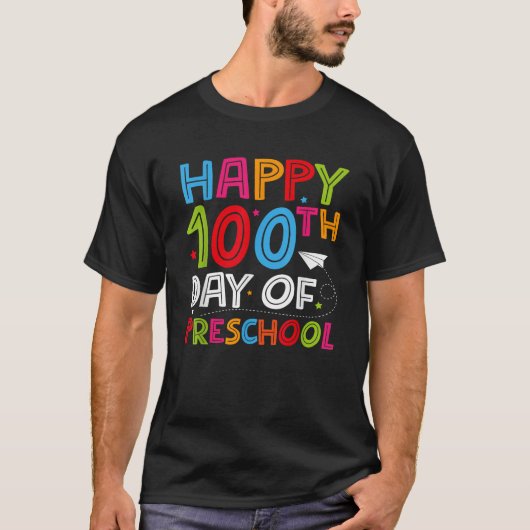 Happy 100th Day of Preschool Teacher Boys Girls 10 T-Shirt (Vorderseite)