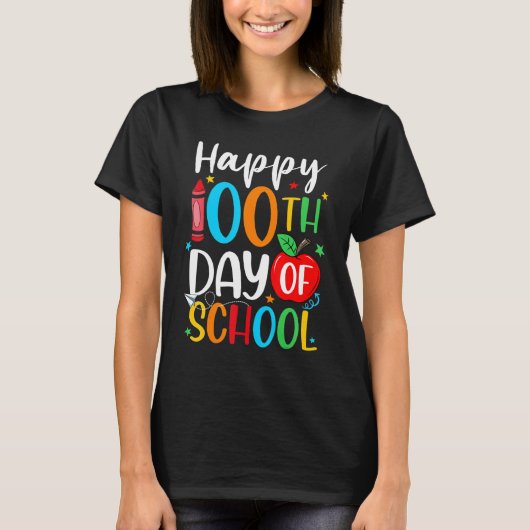 Happy 100th Day of School 100 Days Crayon_1 T-Shirt (Vorderseite)