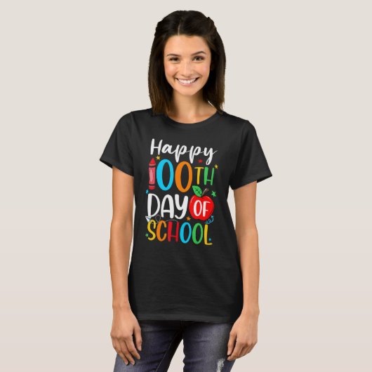 Happy 100th Day of School 100 Days Crayon_1 T-Shirt (Vorne ganz)