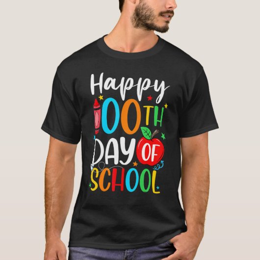 Happy 100th Day Of School 100 Days Crayon T-Shirt (Vorderseite)