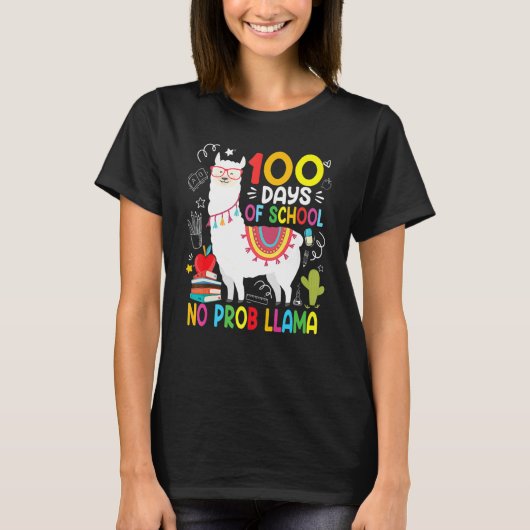 Happy 100th Day Of School 100 Days No Probllama Ll T-Shirt (Vorderseite)