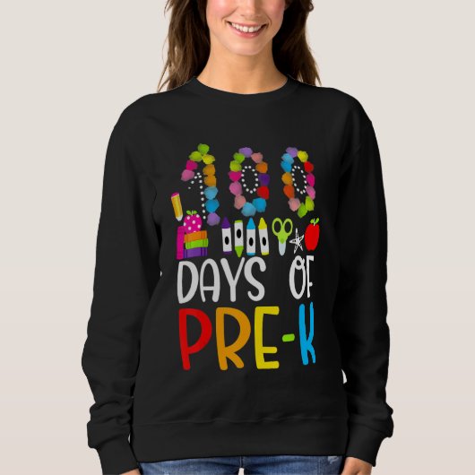 Happy 100th day of School 100 days of Preschool T Sweatshirt (Vorderseite)