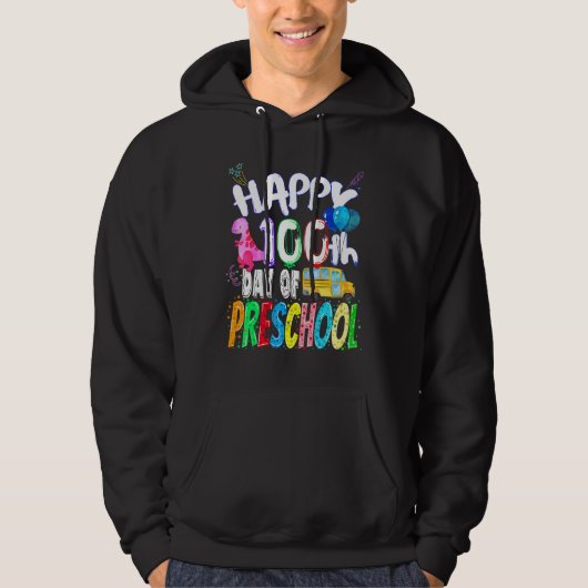 Happy 100th day of School 100 days of Preschool Te Hoodie (Vorderseite)