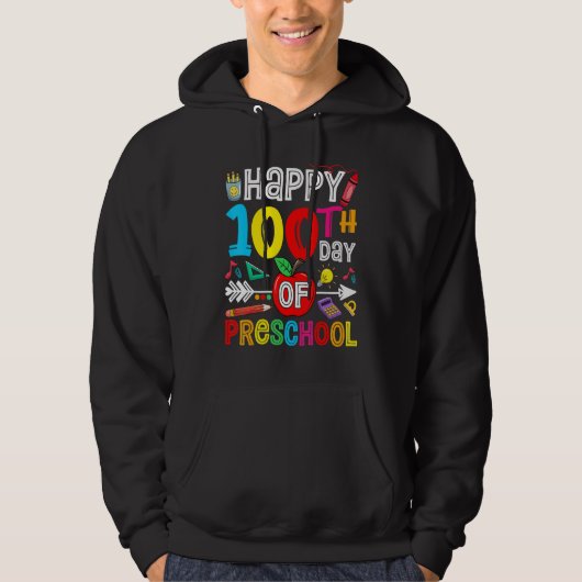 Happy 100th day of School 100 days of Preschool Te Hoodie (Vorderseite)