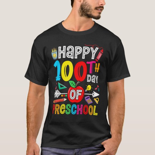 Happy 100th day of School 100 days of Preschool Te T-Shirt (Vorderseite)