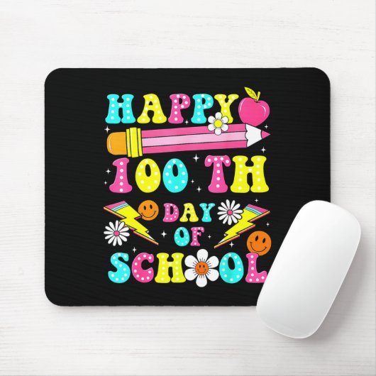 Happy 100th Day Of School 100 Days Of School Teach Mousepad (Mit Mouse)