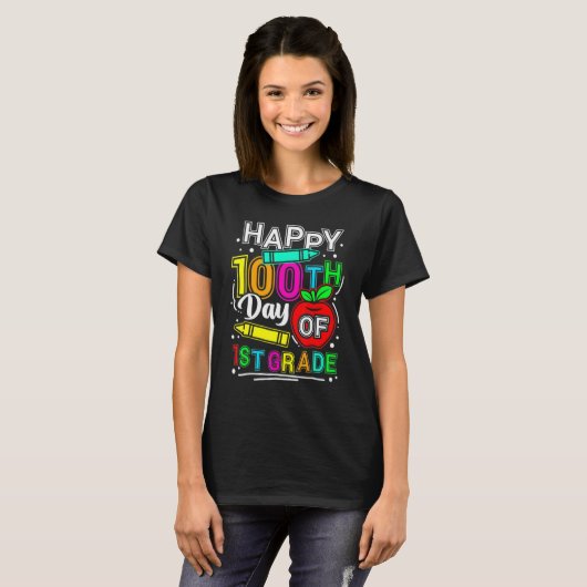 Happy 100th Day Of School 100 Days Smarter Cute 1s T-Shirt (Vorne ganz)