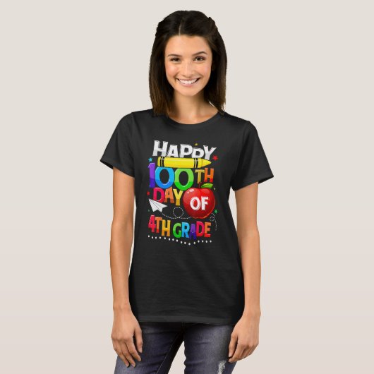 Happy 100th Day Of School 100 Days Smarter Cute 4t T-Shirt (Vorne ganz)