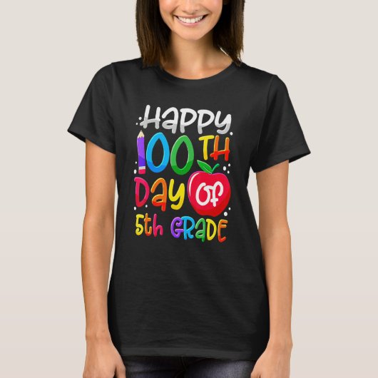 Happy 100th Day Of School 100 Days Smarter Cute 5t T-Shirt (Vorderseite)