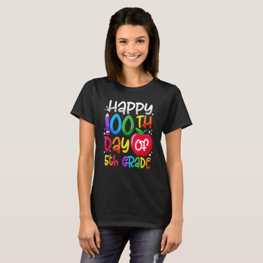 Happy 100th Day Of School 100 Days Smarter Cute 5t T-Shirt (Vorne ganz)