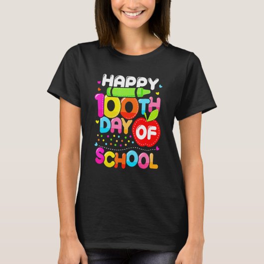 Happy 100th Day Of School 100 Days Smarter Cute Te T-Shirt (Vorderseite)
