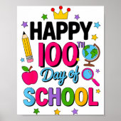 Happy 100th Day Of School 100 Days Smarter Teacher Poster (Vorne)