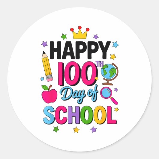 Happy 100th Day Of School 100 Days Smarter Teacher Runder Aufkleber (Vorderseite)