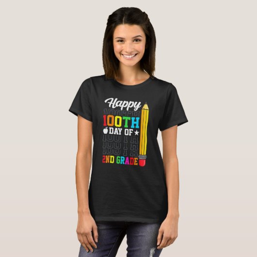 Happy 100th Day of School 2nd Grade Teachers Girl  T-Shirt (Vorne ganz)