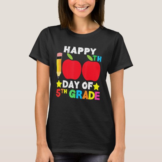 Happy 100th Day of School 5th Grade Student and Te T-Shirt (Vorderseite)