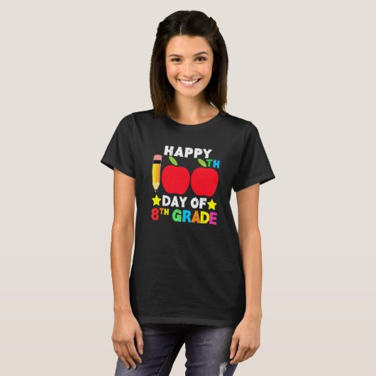 Happy 100th Day of School 8th Grade Student and Te T-Shirt (Vorne ganz)