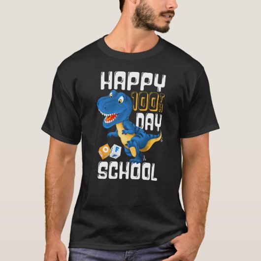 Happy 100th Day of School  Boys Rex Dinosaur Party T-Shirt (Vorderseite)