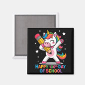 Happy 100th Day Of School Cute Rainbow Unicorn Wom Magnet (Vorderseite/Rückseite)
