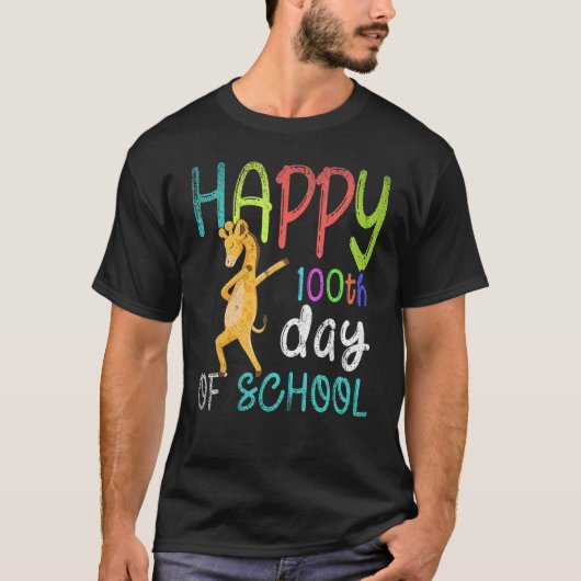 Happy 100th Day Of School Dabbing Giraffe 100 Days T-Shirt (Vorderseite)