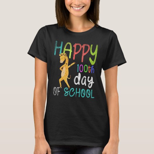 Happy 100th Day Of School Dabbing Giraffe 100 Days T-Shirt (Vorderseite)