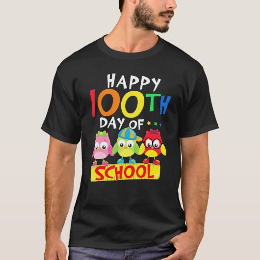Happy 100th Day Of School Owl Kids 100 Days Teache T-Shirt (Vorderseite)