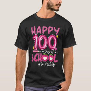 Happy 100th Day of School Red Kariert Pencil Bus H T-Shirt