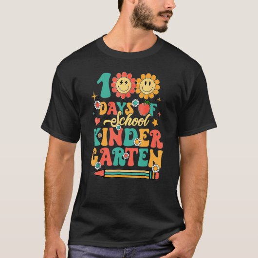 Happy 100th Day Of School Retro Groovy 100 Days Ki T-Shirt (Vorderseite)