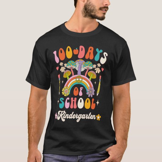 Happy 100th Day Of School Retro Groovy 100 Days Ki T-Shirt (Vorderseite)
