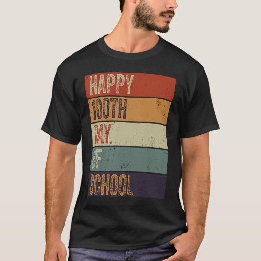 Happy 100th Day Of School Teacher 100 Days Retro V T-Shirt (Vorderseite)