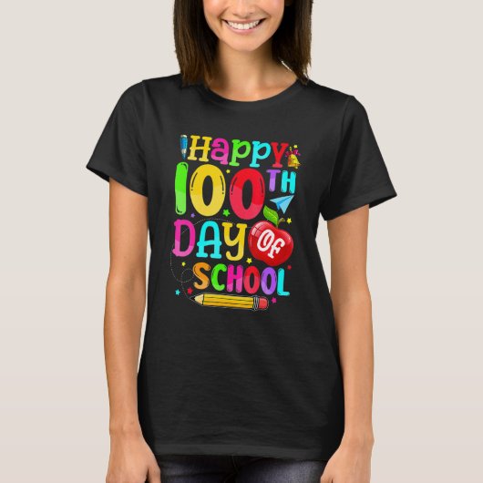 Happy 100th Day Of School Teacher Boy Girl 100 Day T-Shirt (Vorderseite)