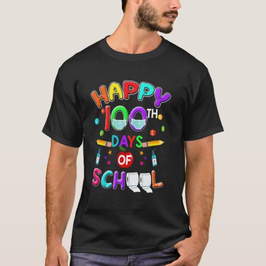 Happy 100th Day Of School Teacher Mask 100 Days Qu T-Shirt (Vorderseite)