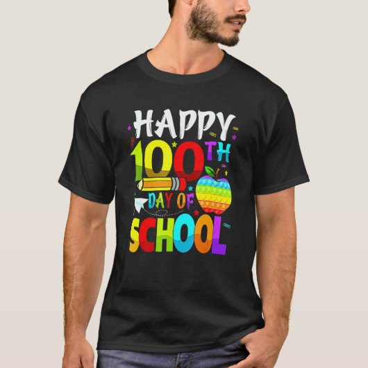 Happy 100th Day Of School Teacher Rainbow 100 Days T-Shirt (Vorderseite)