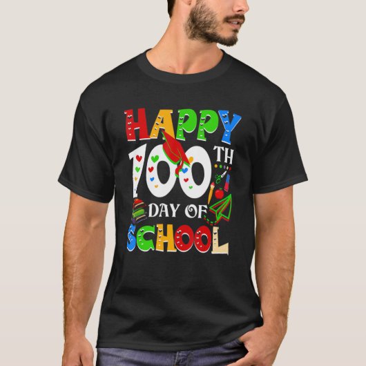 Happy 100th Day Of School Teacher Rainbow 100 Days T-Shirt (Vorderseite)