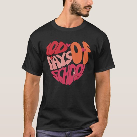 Happy 100th Day Of School Teacher Valentines Heart T-Shirt (Vorderseite)
