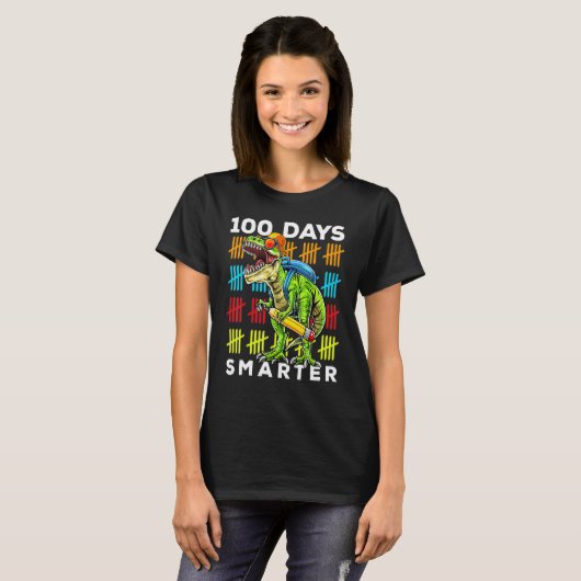Happy 100th Day of School Teachers 100 Days Rex T-Shirt (Vorne ganz)