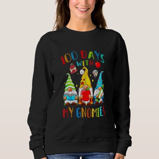 Happy 100th Day Of School Three Gnomes Virtual Sweatshirt (Vorderseite)