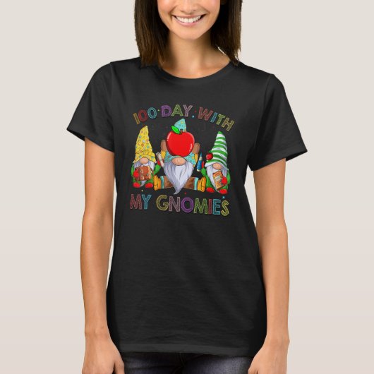 Happy 100th Day Of School Three Gnomes Virtual Tea T-Shirt (Vorderseite)