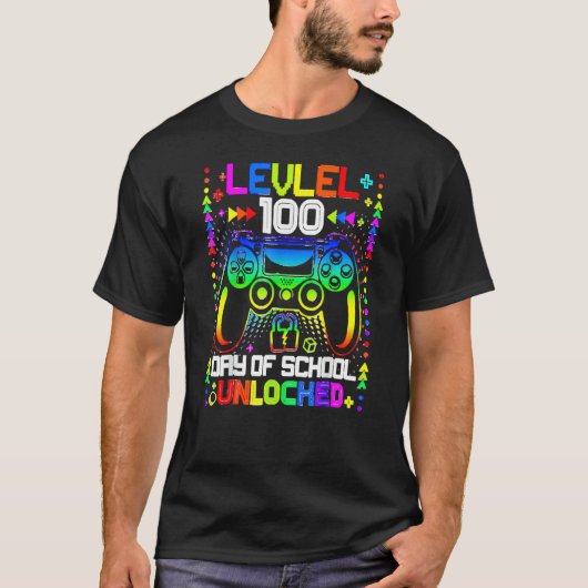 Happy 100th Day Of School Video Gamer Level 100 Un T-Shirt (Vorderseite)