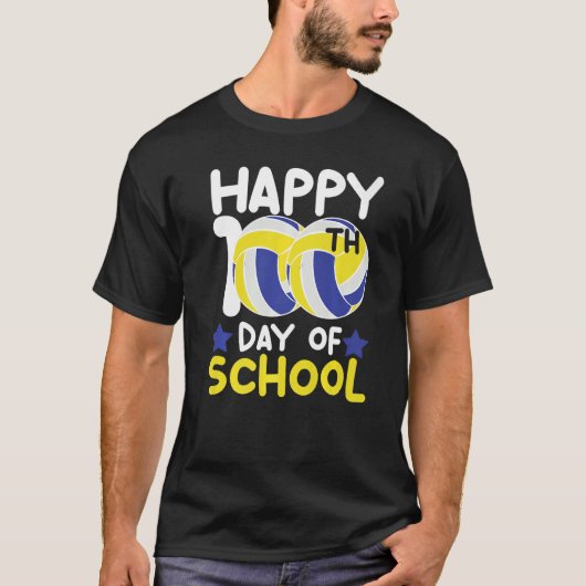 Happy 100th Day Of School volleyball 100 days of s T-Shirt (Vorderseite)