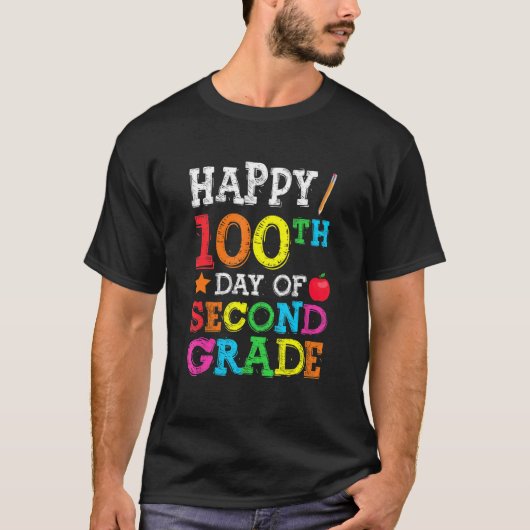 Happy 100th Day Of Second Grade Colourful Back To  T-Shirt (Vorderseite)