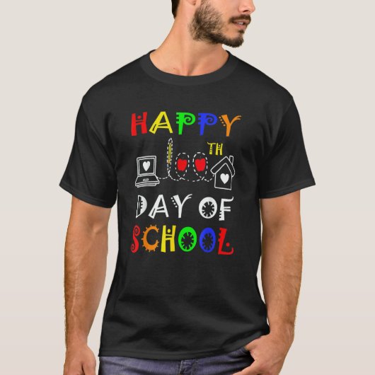 Happy 100th Day Of Virtual School Students And Tea T-Shirt (Vorderseite)