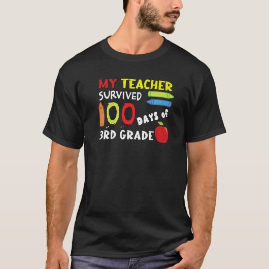 Happy 100th Day Teacher Survived 3rd Grade 100 Day T-Shirt (Vorderseite)