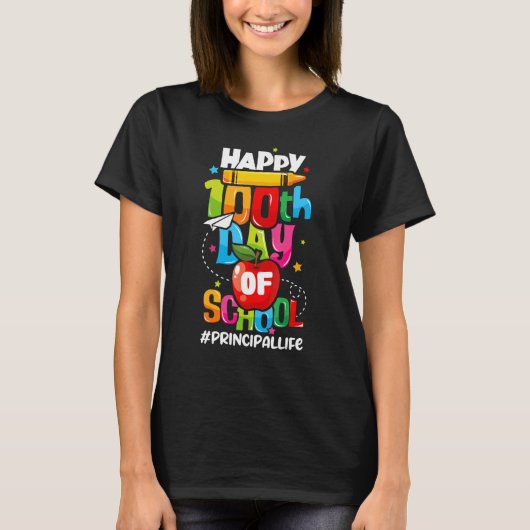 Happy 100th Days Of School Principal T-Shirt (Vorderseite)