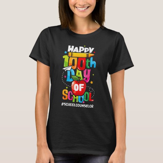 Happy 100th Days Of School School Counselor T-Shirt (Vorderseite)