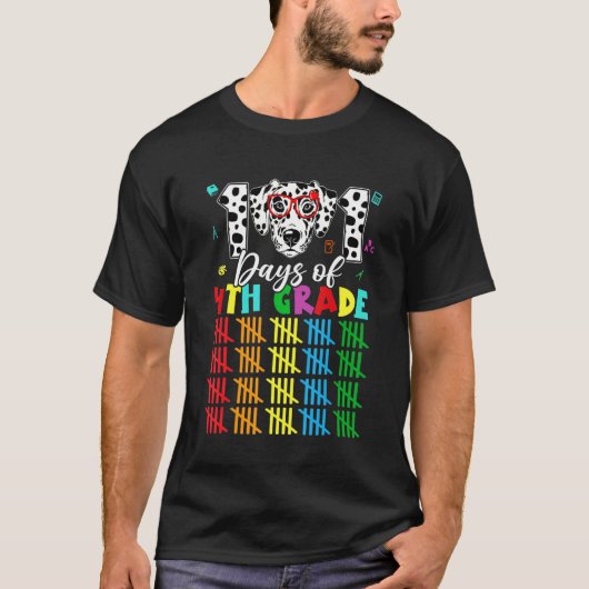 Happy 101 Days School 4th Grade Cute Dog 100 Days T-Shirt (Vorderseite)
