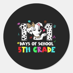 Happy 101 Days School 5th Grade Hund 100 Days Inte Runder Aufkleber