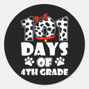 Happy 101 Days Schule 4. Klasse Hund 100 Tage Inte Runder Aufkleber