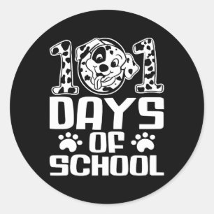 Happy 101 Days Schule Niedlich Hund 100 Tage Smart Runder Aufkleber